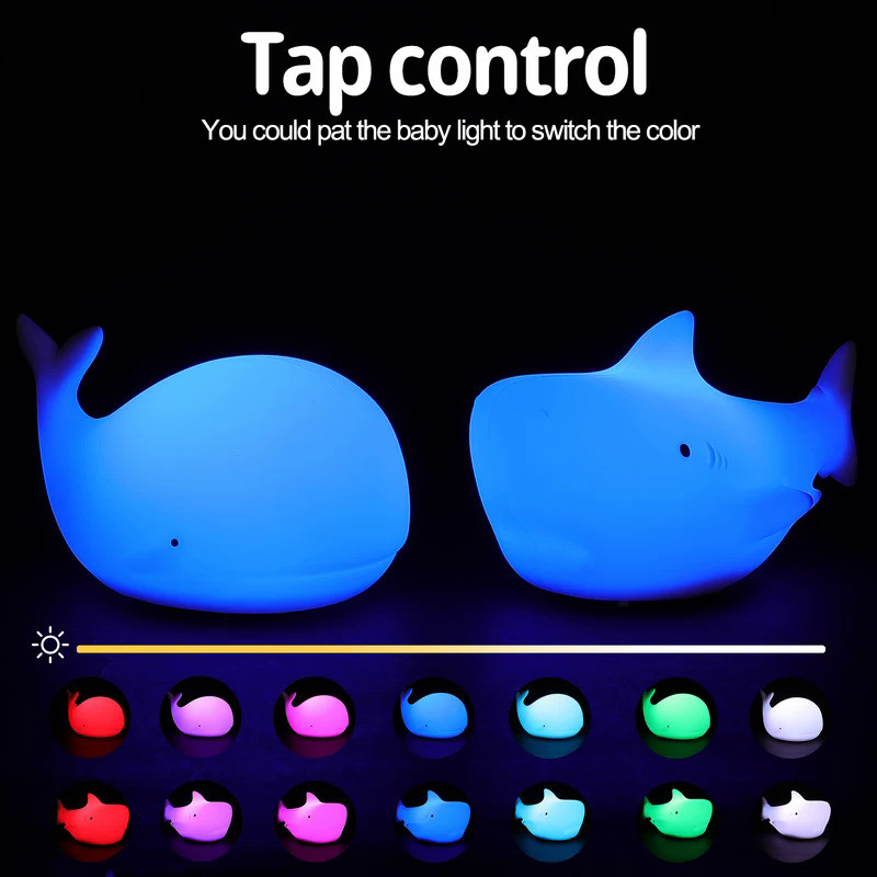 Christmas Gift Boxed Night Light Children's Gifts Soft Silicone Colorful Whale Shark Nightlight Rabb