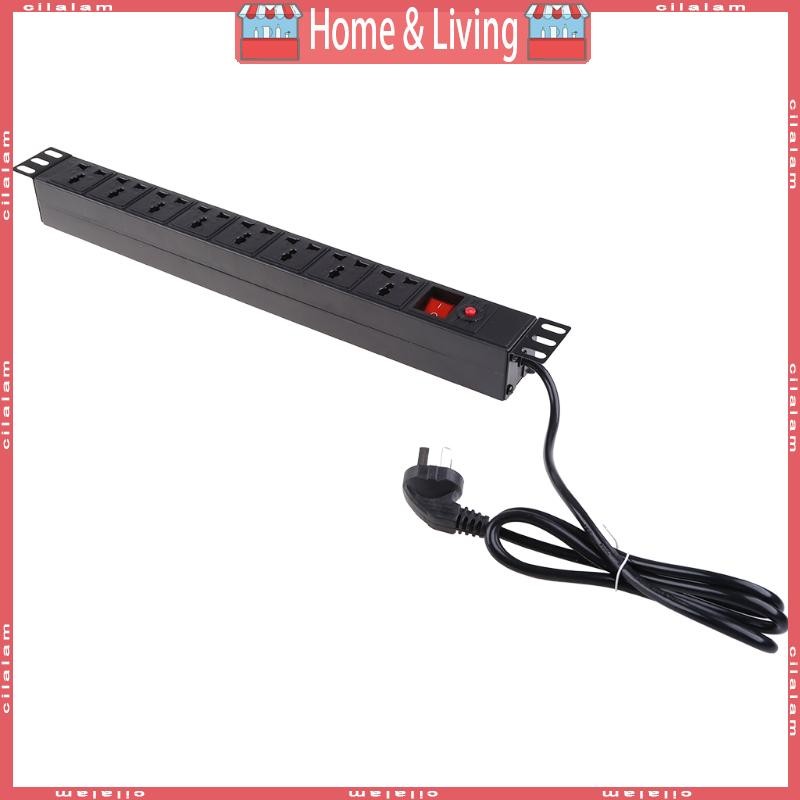 Ci 250V 10A Multi-purpose Power Strip Surge Protector 1U PDU 8 Outlets Adapter