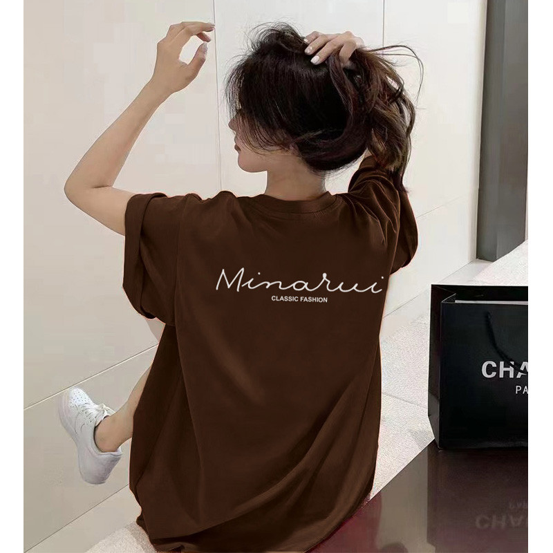 COD✅ (จัดส่งในกรุงเทพฯ) MAO Shop Printed T-shirt，เสื้อยืดพิมพ์ลายอังกฤษสีน้ําตาล oversize เสื้อยืดผู้หญิง #55482