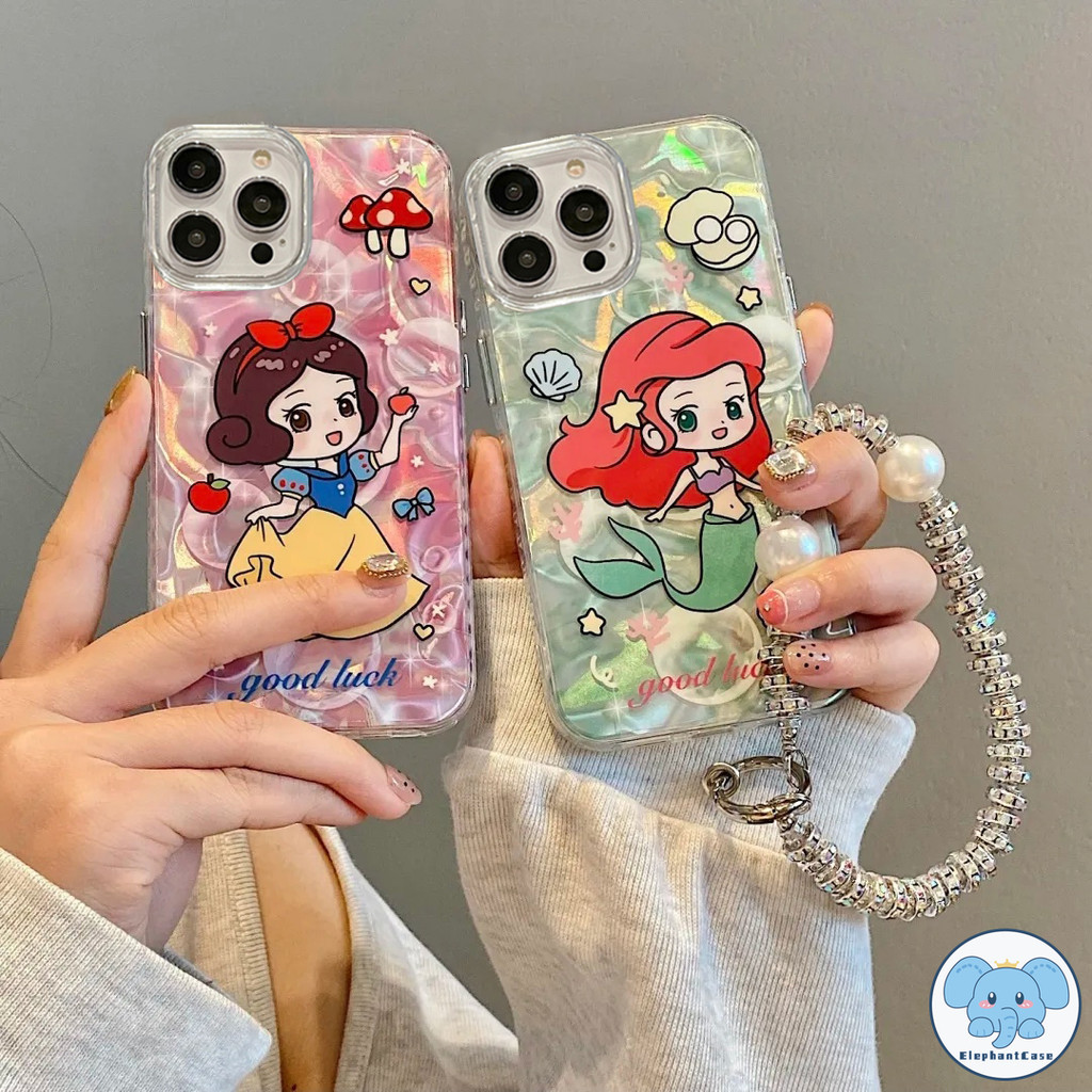 เจ้าหญิงสโนว์ไวท์สร้อยข้อมือเข้ากันได้เคสไอโฟน11 16 13 15 12 14 Pro Max XR 16 8 7Plus X XSMax SE การ์ตูนเจ้าหญิงเงือกเคส