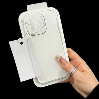 บางใสไร้ขอบสำหรับ For iPhone 16ProMax กรณีโทรศัพท์ iPhone 11 12 13 14 15 16 Pro Max 14P 15P ผู้ถือโลหะ กรณีป้องกันการตก