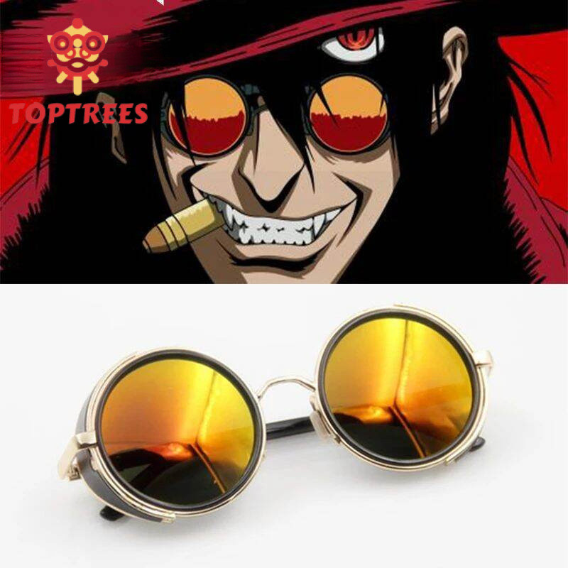 Hellsing Alucard แว่นกันแดดคอสเพลย์สไตล์วินเทจแว่นตาสีส้ม X1039