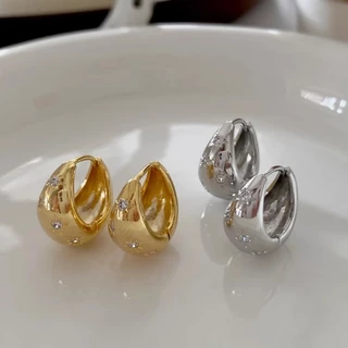S925 Silver Gold Water Drop Metal Buckle Hoop ต่างหูหู Studs เครื่องประดับอุปกรณ์เสริม