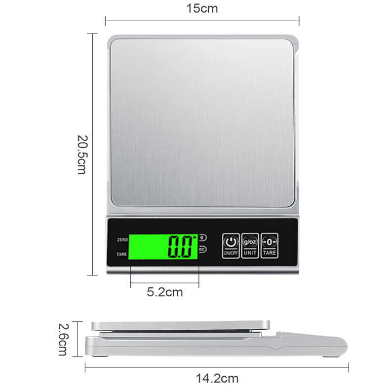เครื่องชั่งในครัว เครื่องชั่งตวง ระบบดิจิตอล 0.1g-3kg/1g-10kg ปรับได้2หน่วยg/oz จอLED กันน้ำจับเวลาได้ แถมถ่าน3A2ก้อน - รูปที่ 6