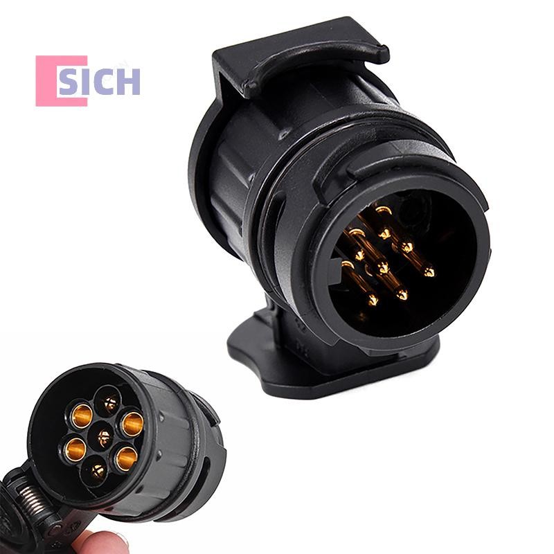 [Sich] 13 ถึง 7 Pin Plug Adapter Trailer Connector 12V Towbar ลากจูงปลั๊กกันน้ําซ็อกเก็ตอะแดปเตอร์ป้องกัน Connector ใหม่