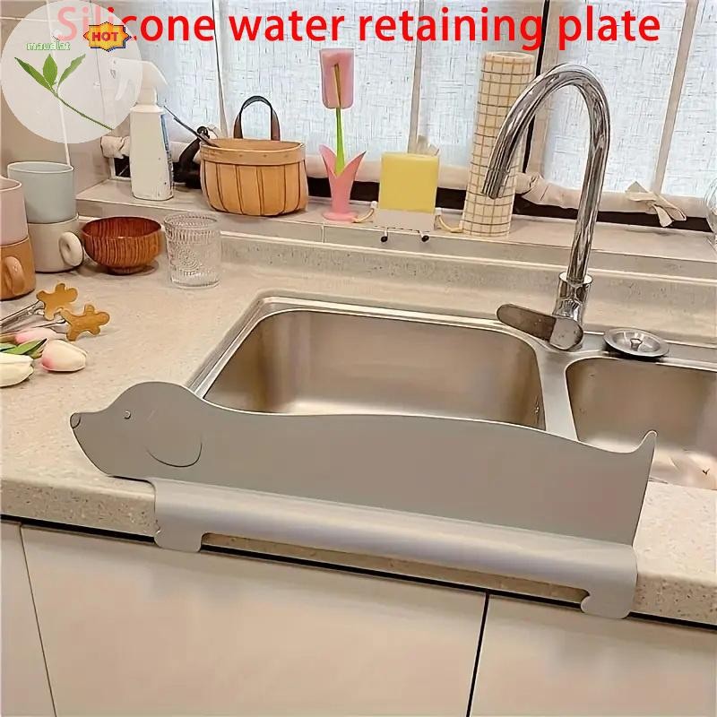Mud Soft Silicone Water Baffle ฐานถ้วยดูด Splash Proof Sink Splash Guard Reusable ปฏิบัติ Sink Flap Block อุปกรณ์ครัว EN