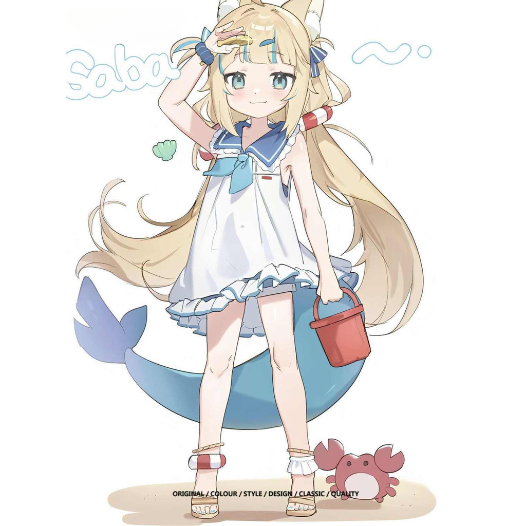 เสื้อยืดแขนสั้น สไตล์ใหม่ Shark Caviar Sameko Saba Gura Reincarnation VTuber Joint ใส่สบาย