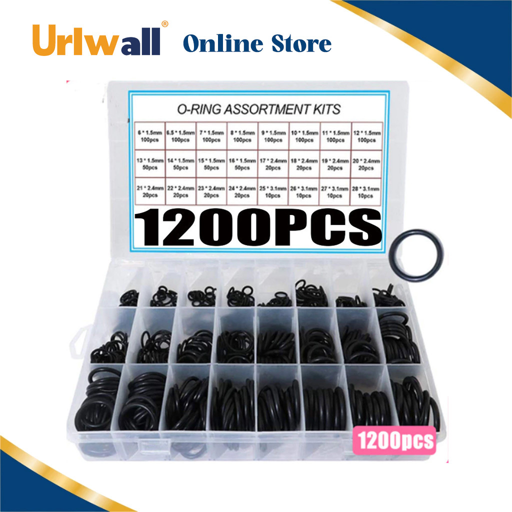 Urlwall ชุดโอริง NBR 1200 ชิ้น ทนน้ำมัน+ความร้อน พร้อมกล่อง (แหวนปิดผนึก/ซ่อมปะเก็น)