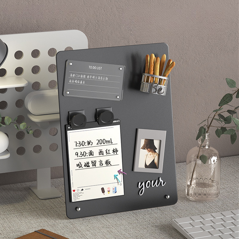 กระดานแม่เหล็กเดสก์ท็อปกระดานข้อความตรง DIY แม่เหล็กผู้ถือโน้ต