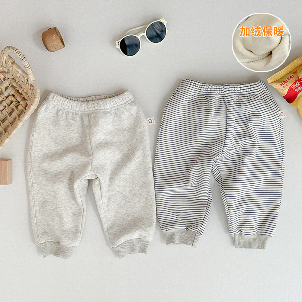 กางเกงผ้าฟลีซเด็ก – ฤดูใบไม้ร่วงฤดูหนาวขนแกะชิ้นเดียวเด็กกางเกงวอร์มลําลอง – นักวิ่งจ๊อกกิ้ง ความร้อนที่อบอุ่นสําหรับทารก