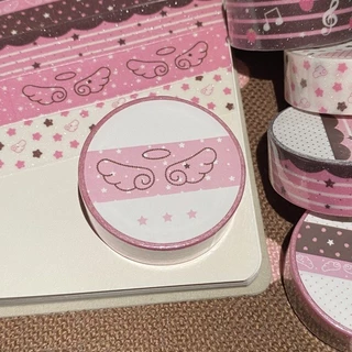 2m Frosted glitter สีน้ําตาลสตรอเบอร์รี่ช็อกโกแลต Washi เทปสีชมพูปีกดาว Journal ตกแต่งเทปถุงของขวัญปิดผนึกสติกเกอร์