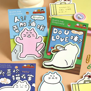 30 ชิ้นแมวน่ารักรูป Sticky Notes Kawaii สัตว์ Memo หมายเหตุแผ่นการ์ตูนแมวออกแบบ Themed เครื่องเขียน Notepad สําหรับโรงเรียนอุปกรณ์สํานักงาน