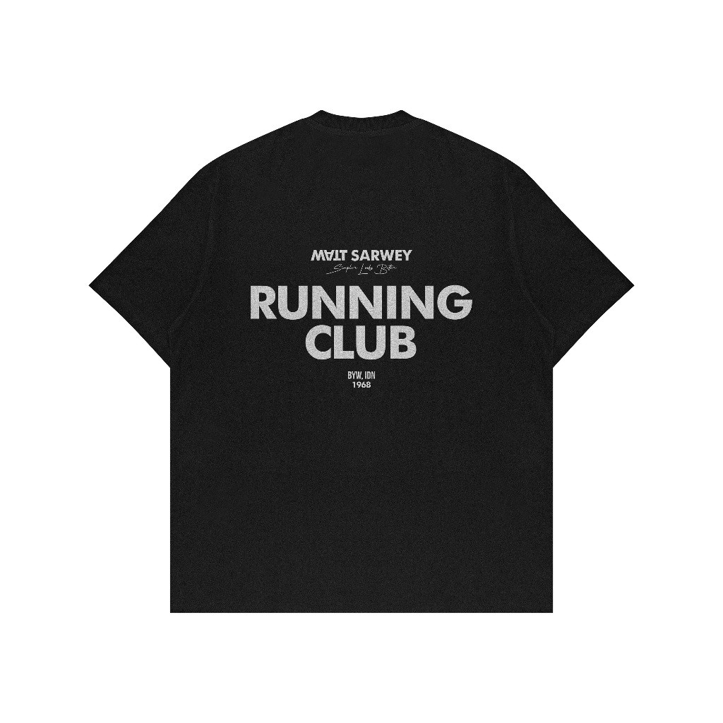 ขายร้อน เสื้อ Hitam Matt Sarwey T-shirt เสื้อยืดขนาดใหญ่ Heavyweight 16s Running Club เสื้อยืดสีดํา S-5XL