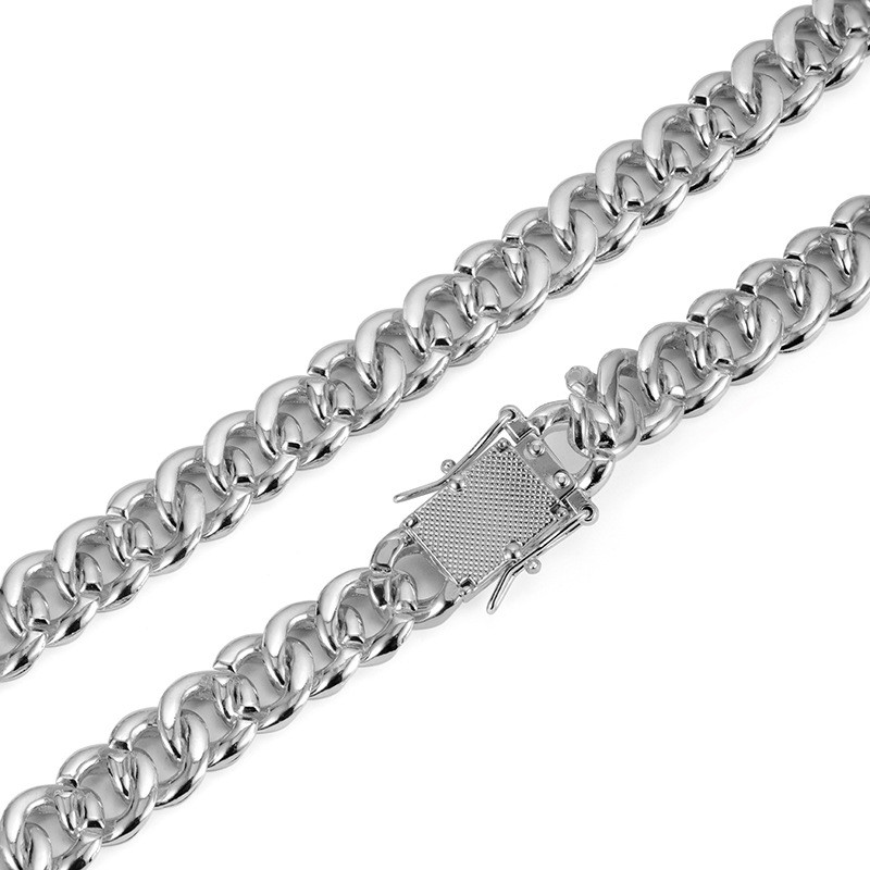 [MWF] คลาสสิก 13 มม.โซ่คิวบาโลหะผสมเพชรเต็มยุโรปอเมริกันสไตล์ฮิปฮอปสร้อยคอเคลือบทอง