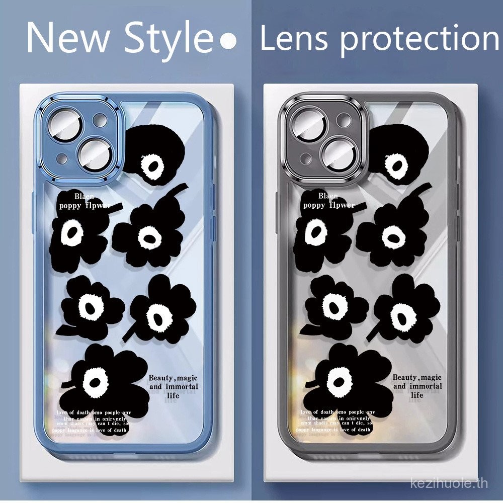 ดอกไม้สีดําสําหรับ Iphone Ip11 11 Pro 11 Pro Max 6 7p X Xr Xsmax ปลอก Ultra Thin Clear Soft เคสโทรศั