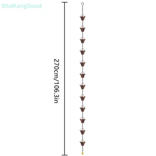 SKTH โซ่ฝน, Gutter Downspouts Divter กลางแจ้งโลหะทองแดงลายสก๊อต Rainwater Extensions, 12 ถ้วย SKK