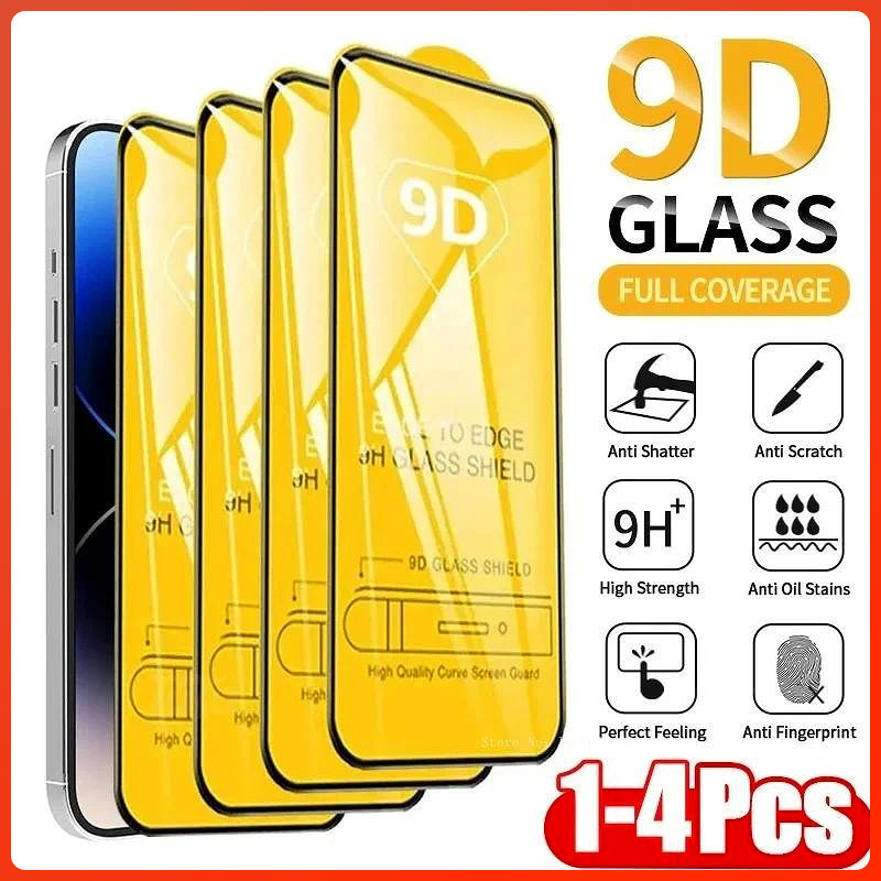TuTu 1-4PcsHD 9Dคลุมทั้งหมด 9H Ultra Clear Screen ProtectorกระจกนิรภัยสําหรับIPhone 17Air 18 17 16 15 14 13 12 11 Pro Max XR XS Max 6 7 8 Plus SEกระจกนิรภัยหน้าจอ
