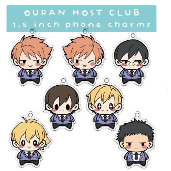 Ouran Host Club Mini Phone Charms, tamaki, mori, senpai, kyoya, hikaru, kaoruhi, อะนิเมะ, ไม่ซ้ําใคร