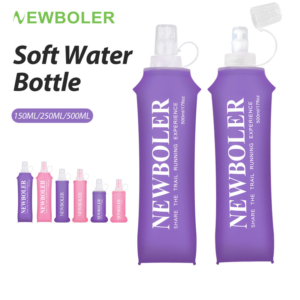 Newboler 150ml 250ml 500ml Running Soft Flask กีฬาขวดน้ํานุ่ม TPU ขวดน้ําพับได้เหมาะสําหรับมาราธอน Off Road Running Slow Running Camping Bike