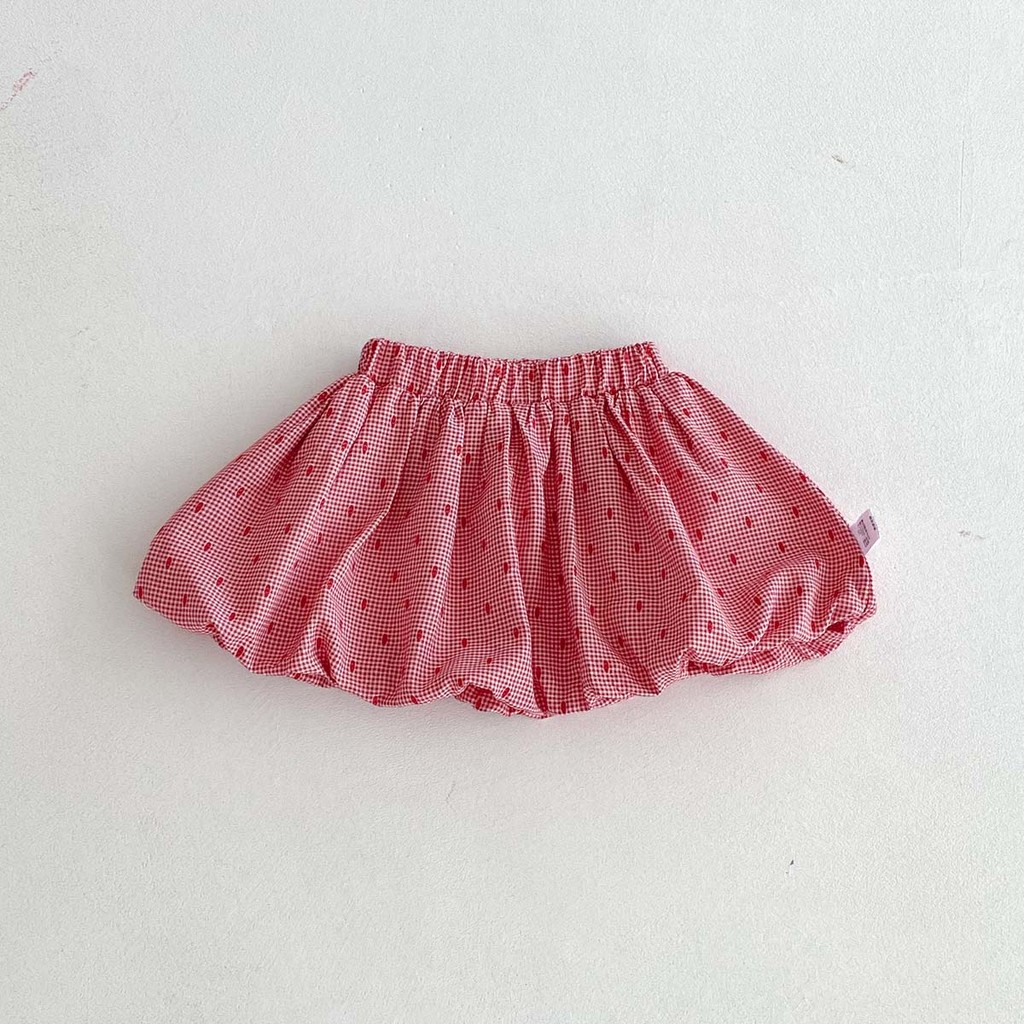 ชุดเด็กหญิงวัยหัดเดิน 0-6 ปี สไตล์เกาหลี เสื้อยืดแขนสั้นสีขาวและกระโปรงปุยลายจุดสีแดง - รูปที่ 3