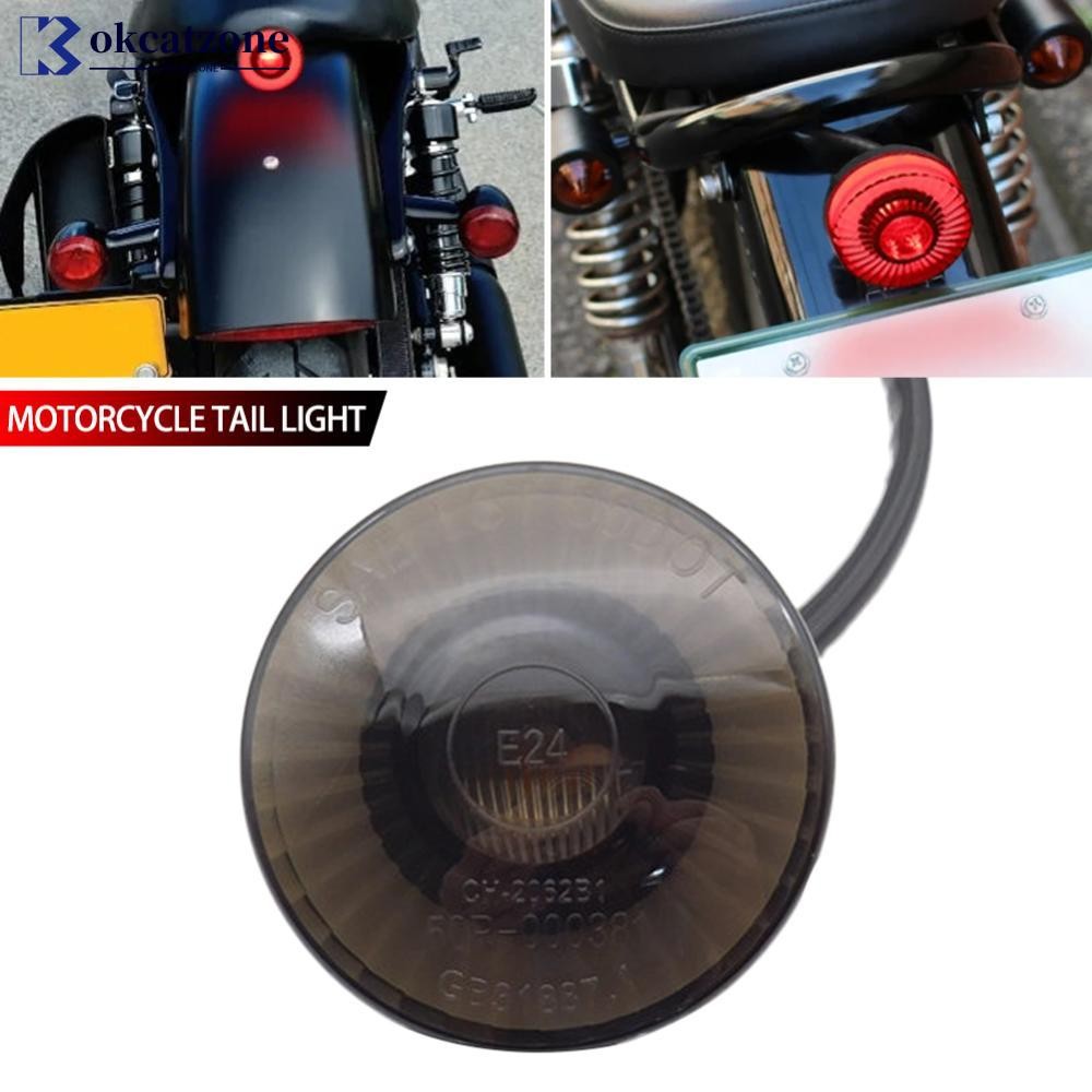 OKCATZONE 12V รถจักรยานยนต์ LED ไฟท้ายด้านหลังหยุดไฟท้ายรอบสําหรับรถจักรยานยนต์ J6R1