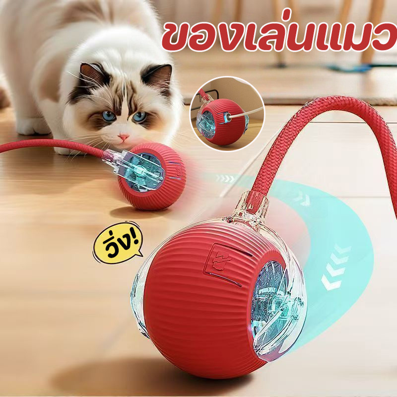 COD ของเล่นแมวลูกบอลแมวอัติโนมัติ ของเล่นแมว การชาร์จ USB หมุนได้ 360° เรืองแสง โต้ตอบ