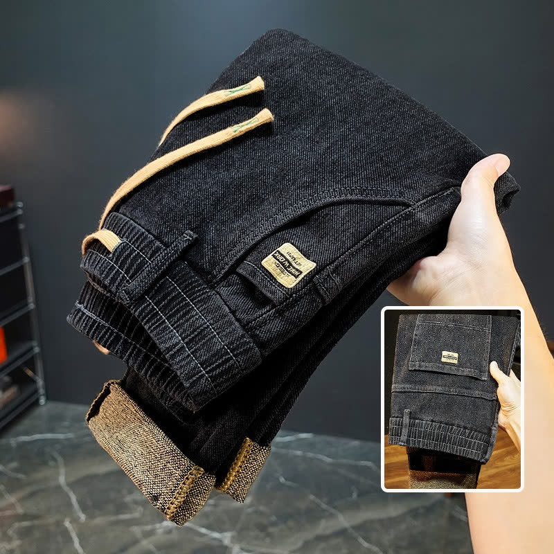 กางเกงยีนส์ผู้ชาย ทรงตรง ผ้าเดนิมเอวยางยืด สวมใส่ง่าย อเนกประสงค์