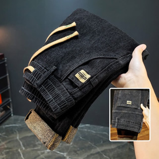 กางเกงยีนส์ผู้ชาย ทรงตรง ผ้าเดนิมเอวยางยืด สวมใส่ง่าย อเนกปร…