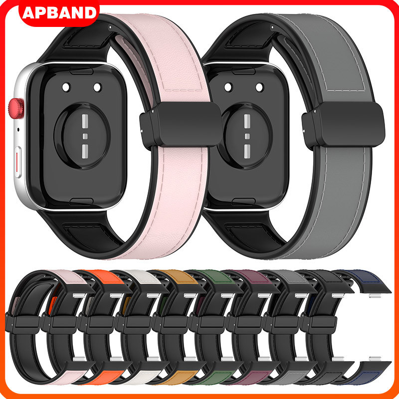 สายรัดซิลิโคน + หนัง for Huawei Watch Fit 4/4 Pro/3 สายรัดข้อมือข้อมือข้อมือแม่เหล็กยาง for Smartwatch Huawei Fit 4 3