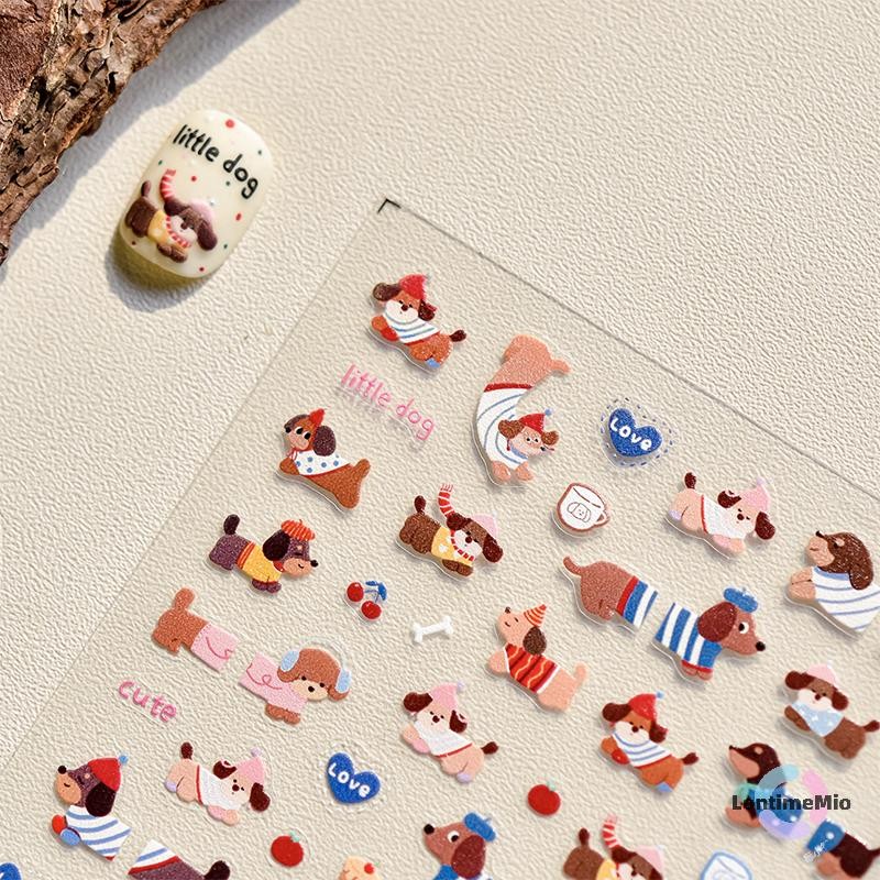 LontimeMio] น่ารักไส้กรอกสุนัข Self กาวเล็บสติกเกอร์การ์ตูนเล็บ Decals Creative DIY ตกแต่งเล็บสติกเกอร์ของขวัญใหม่