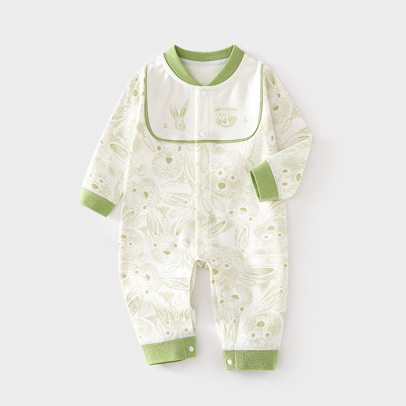 มีนาคม-December เด็กแขนยาวผ้าฝ้ายไม่มีกระดูก Folio Romper ทารกแรกเกิดฤดูใบไม้ผลิฤดูใบไม้ร่วงพิมพ์ Ju