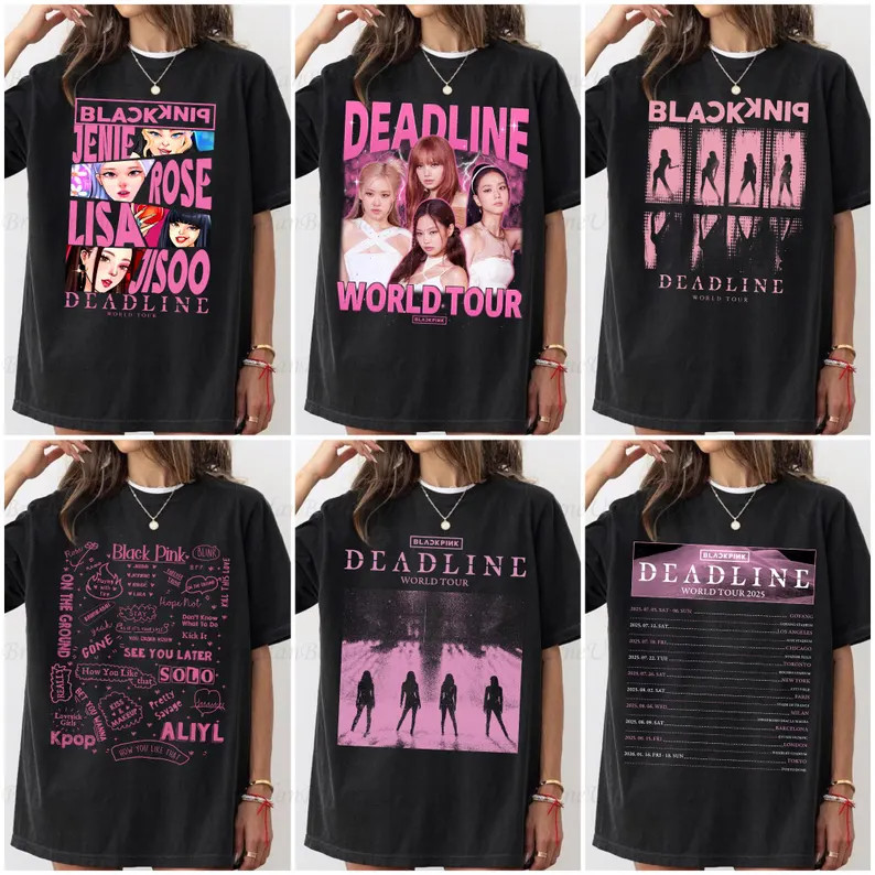 6 เสื้อยืดดีไซน์ BLACKPINK CONCERT เสื้อยืด Death Journey by BLACKPINK s-5xl