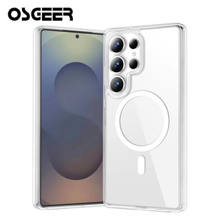 OSGEER สําหรับ Samsung Galaxy S26 S25 S24 S23 S22 Ultra FE Case Clear, [ชาร์จไร้สาย] กันกระแทกเคสโทรศัพท์แม่เหล็กบาง,โปร่งใส