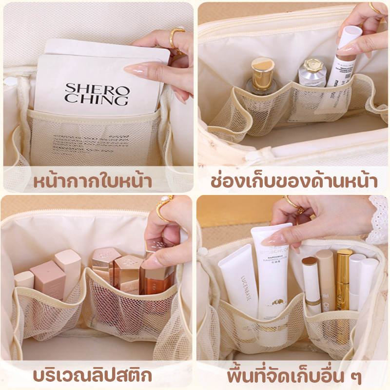 COD กระเป๋าเครื่องสำอางอเนกประสงค์ ความจุขนาดใหญ่ กระเป๋าเครื่องสำอางแบบพกพา แบ่งพาร์ติชัน น่ารัก ราคา ถูกที่สุด ดีลบีเคเค แกลเลอรีภาพที่ 2