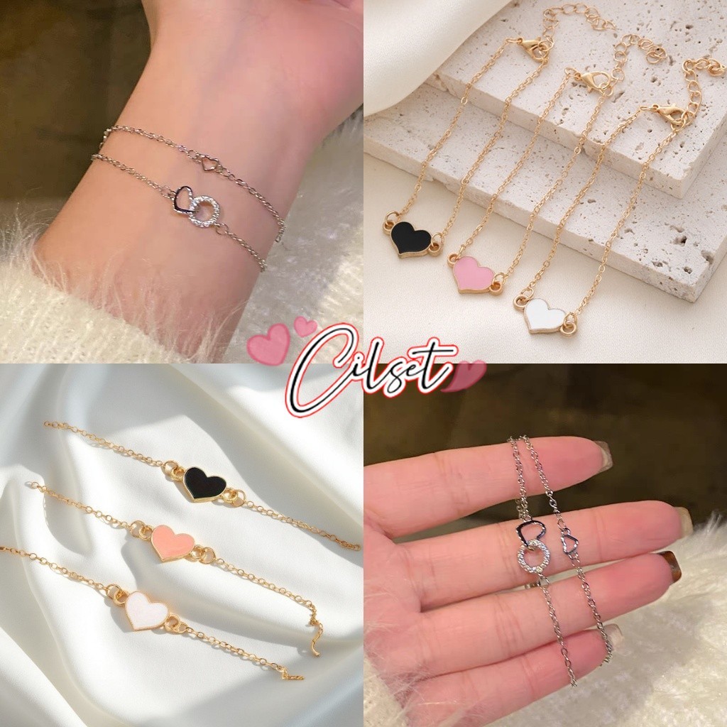 Cilset พร้อมส่ง แฟชั่นสร้อยข้อมือหัวใจพีชสร้างสรรค์สร้อยข้อมือข้อมือ สร้อยข้อมือโลหะ /BRL-1/BRL-2