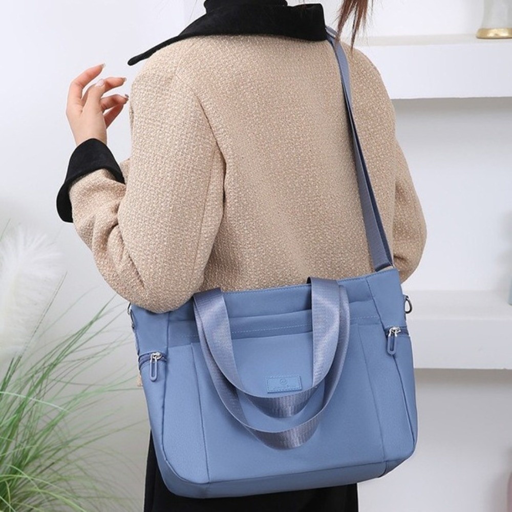 SANAVALA กระเป๋าโท้ต Oxford สำหรับเดินทางและช้อปปิ้ง ทรงสี่เหลี่ยม ความจุมาก สไตล์เกาหลี กระเป๋าสะพายอเนกประสงค์สำหรับผู้หญิง - รูปที่ 3