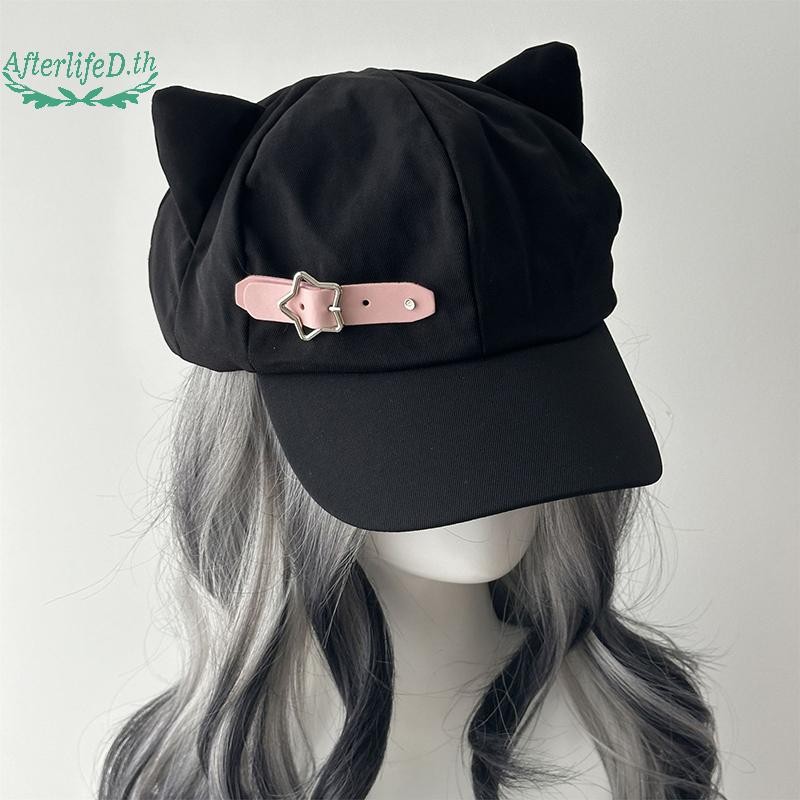 AF ผู้หญิงหู Harajuku Gothic Lolita Beret Y2K หญิง Steampunk Punk ซิป Handmade Sun หมวก A