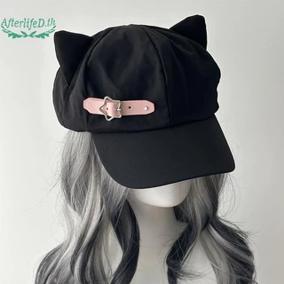 AF ผู้หญิงหู Harajuku Gothic Lolita Beret Y2K หญิง Steampunk Punk ซิป Handmade Sun หมวก A