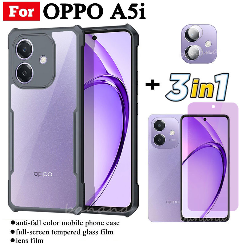OPPO A5i เคสโทรศัพท์กันกระแทกสําหรับ OPPO A5X A5 Pro Anti-blue Ray กระจกนิรภัยและฟิล์มเลนส์