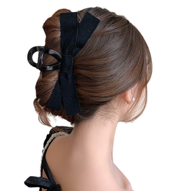 สีดําโบว์คว้าคลิปหญิงขนาดใหญ่ระดับไฮเอนด์กิ๊บด้านหลังหัวฉลามคลิป - รูปที่ 4