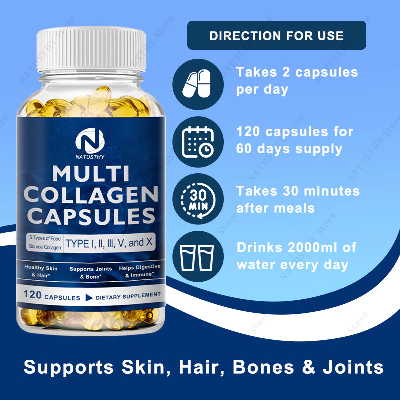 NATUSTHY Multi Collagen Capsules Type I II III V X ผิว กระดูกข้อต่อ ตับ thumbnail 10