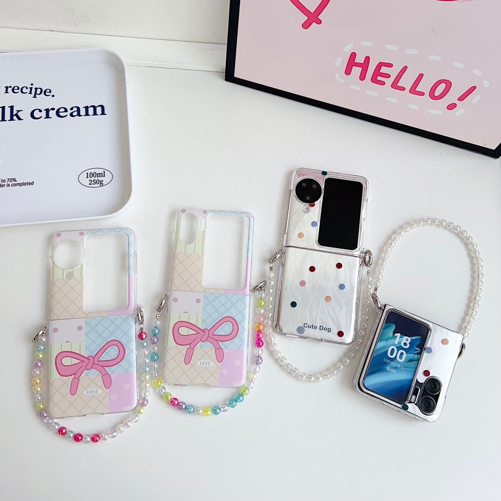 กันฝุ่นสําหรับ OPPO Find N3 N2 Flip PC Case Creative Design N3Flip N2Flip Lanyard เคสโทรศัพท์