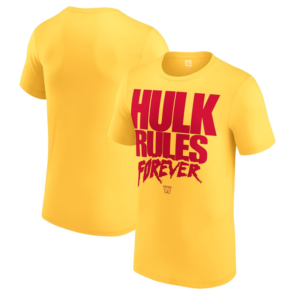2025 Wwe เสื้อยืด Hulk Hogan Hulk Rules สีเหลืองสําหรับผู้ชาย