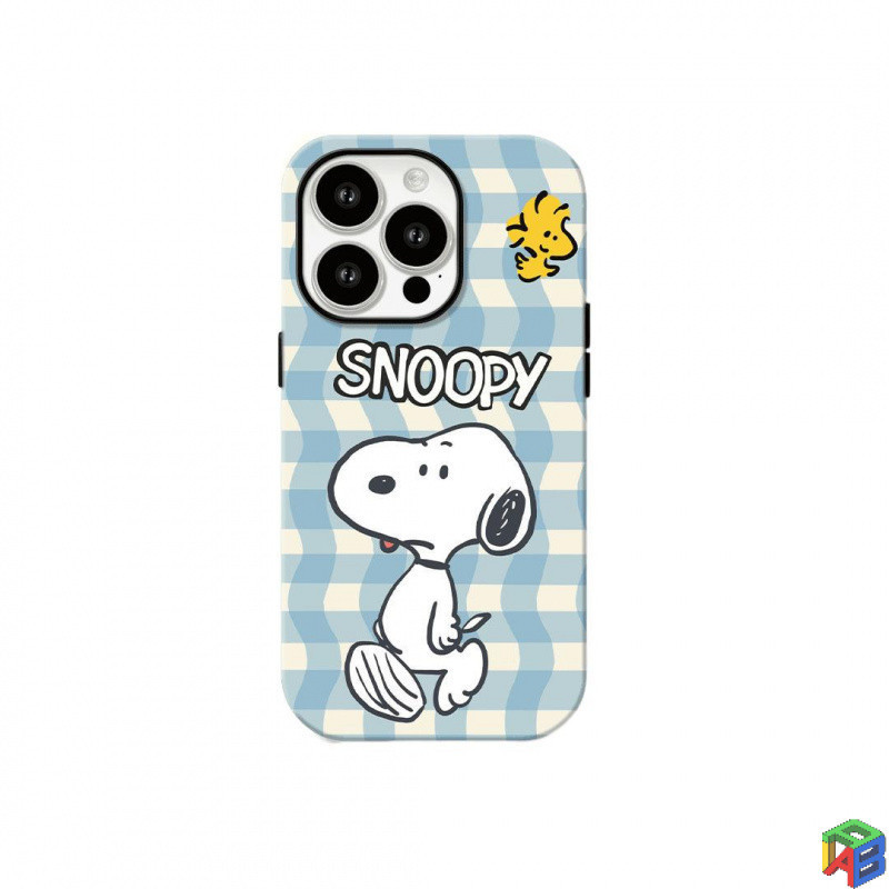 สําหรับOppo Reno13 5G Reno 13Pro 5G Reno 12/12Pro 5G Reno10/10Pro Oppo A96 5G/Reno7Z = 8Z 5G/A54/A74 5G Blue checkered Snoopy anti-fall 2in1 กรณี