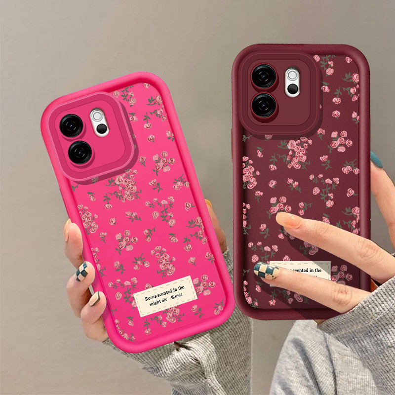 Rose ดอกไม้ป้ายเคสโทรศัพท์สําหรับ Infinix Smart 9 HD Tecno POP 9 Spark Go 1 Spark Go 2025 กันกระแทก 