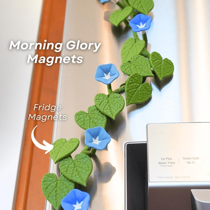 Morning Glory Magnets 3D พิมพ์ประดิษฐ์ Morning Glory ตู้เย็นแม่เหล็กตกแต่งเหมาะสําหรับตกแต่งบ้านใหม่