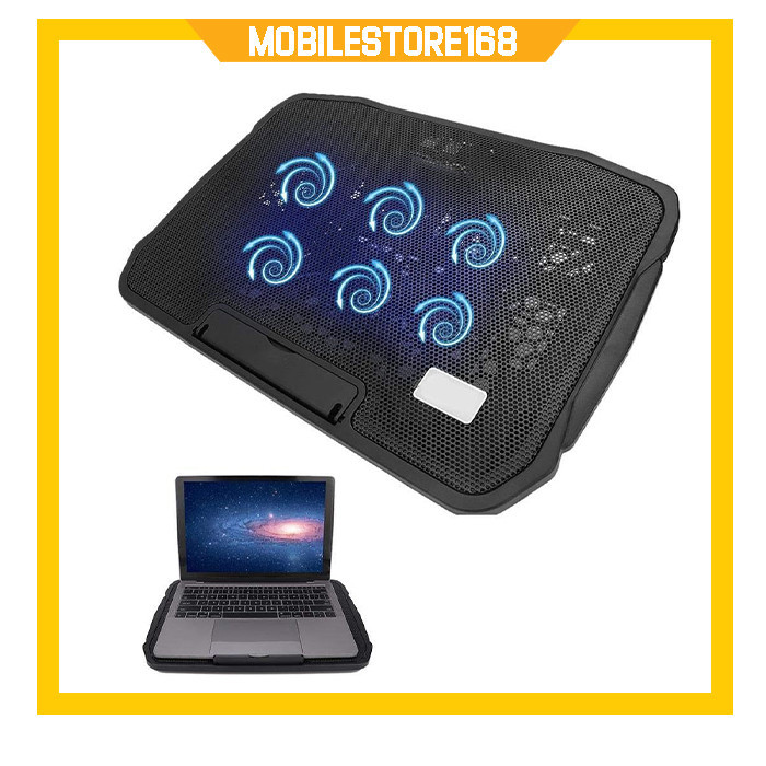 COOLER PAD FAN / LAPTOP FAN COOLER LAPTOP COOLER WITH 6 พัดลม LED STAND รุ่น H9