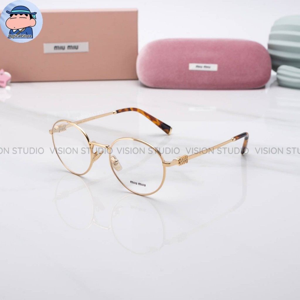 👓แว่นสายตา Miu Miu รุ่น MU52XV สีทอง 5AK1O1 ใหม่ ของแท้100% รับประกัน 2 ปีเต็ม พร้อมอุปกรณ์