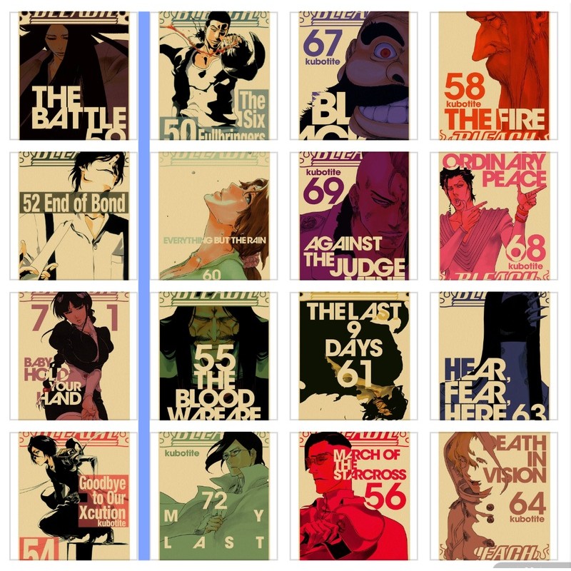 อะนิเมะรูป Bleach โปสเตอร์ความงาม Gigante ตกแต่งบ้าน Retro Manga ภาพวาดผ้าใบ