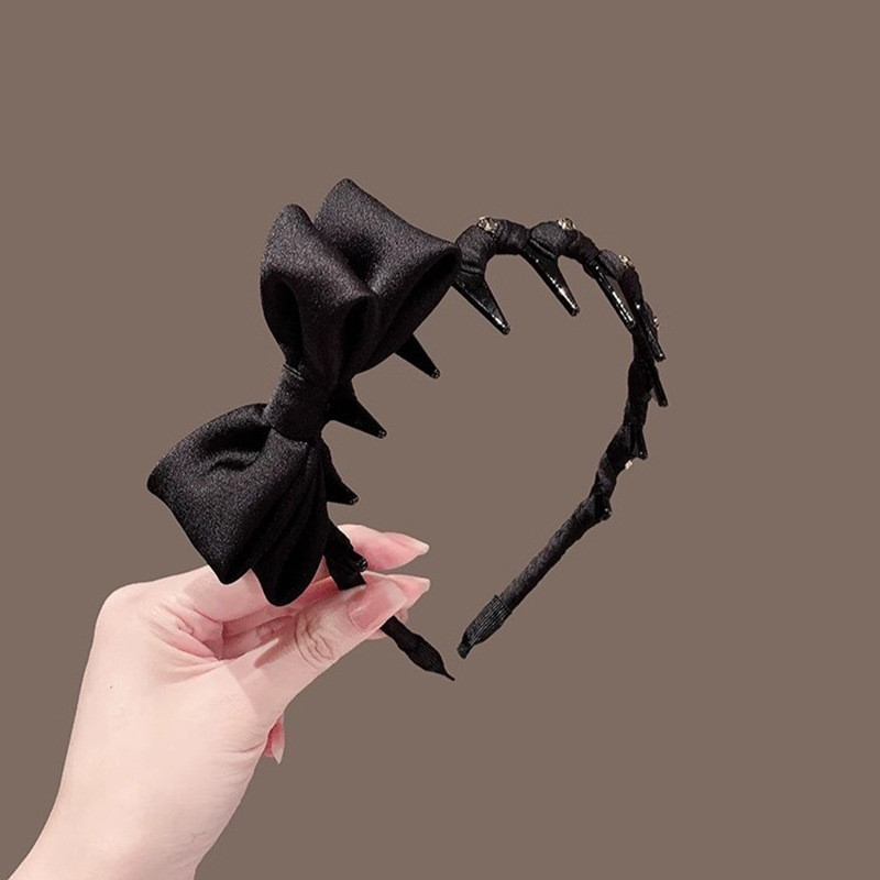 แถบคาดศีรษะHigh-Endสีดำมีโบว์และฟันแถบสำหรับผู้หญิง พร้อมการออกแบบพิเศษเพื่อความสวยงามและคงทน